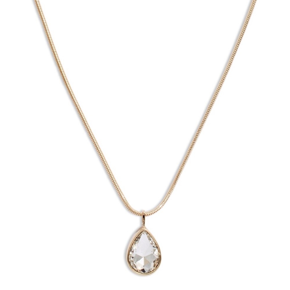 Chicos Erie Pendant Necklace Long Gold Tone New